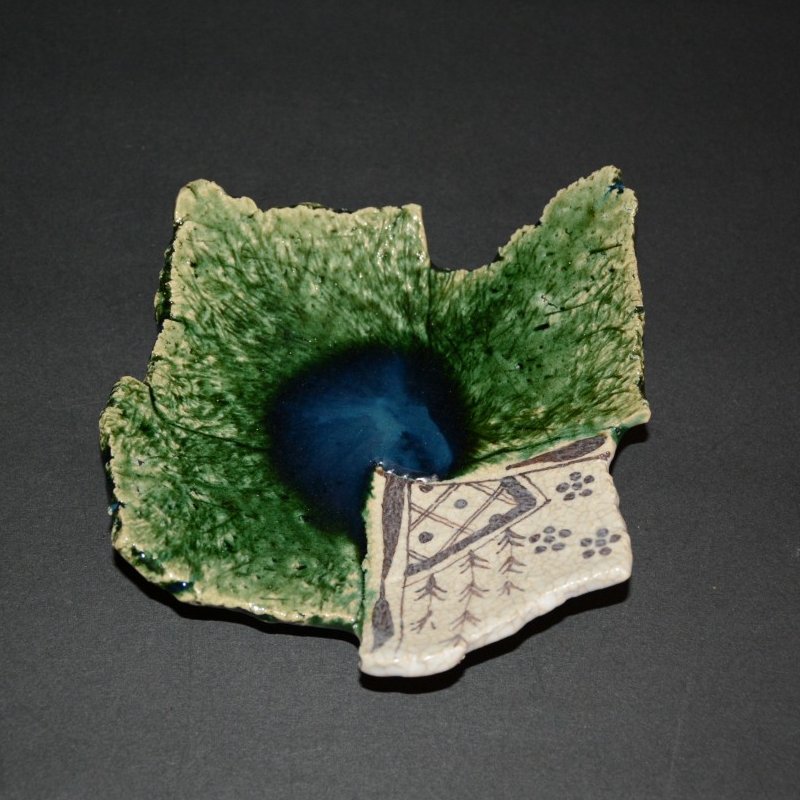 夢現窯｜尾崎高行　織部ツギハギ皿