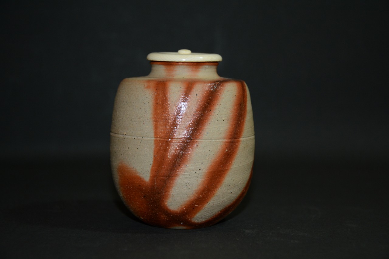 備前ヒダスキ茶入　山本雄一造　